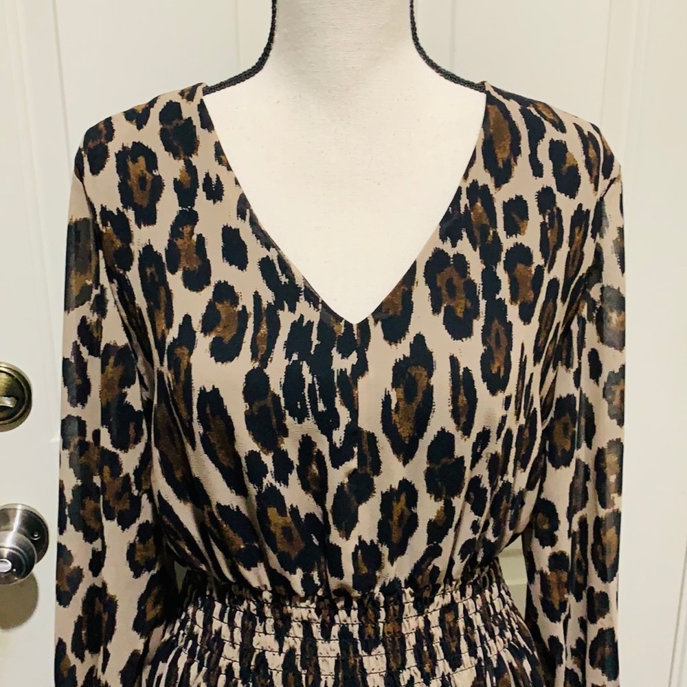 Taylor Dresses Women's LongSleeve Animal Printed Smocked Midi Dress. 14W - Picture 6 of 11